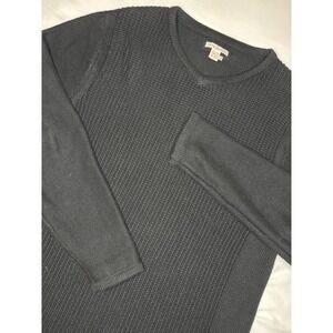 Carbon 2 Cobalt Cashmere Blend Thermal Sweater Large Waffle Knit B-Neck Pullover